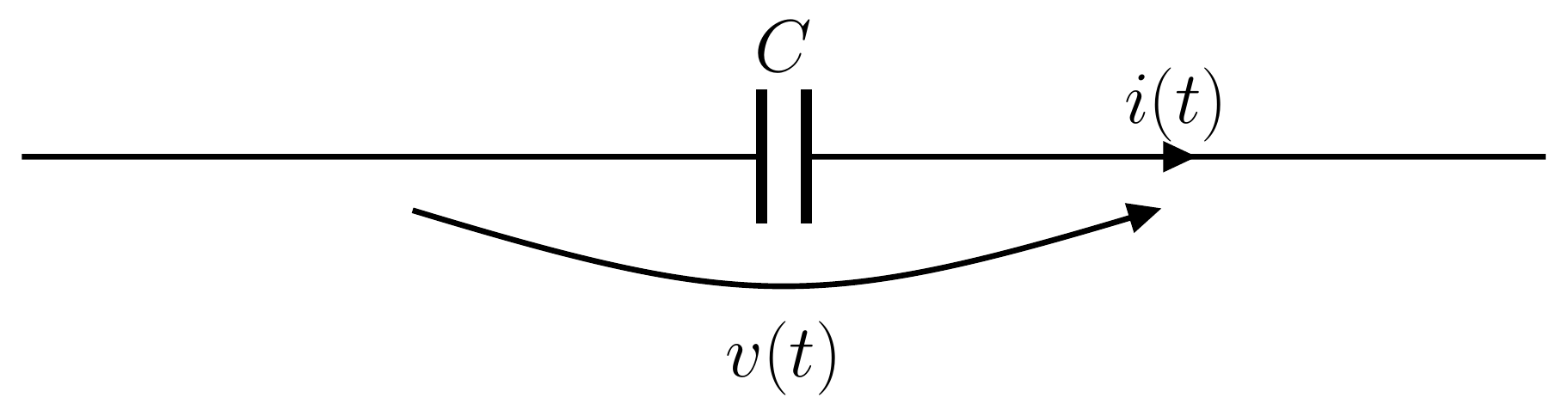 Capacitor com referências de tensão e corrente